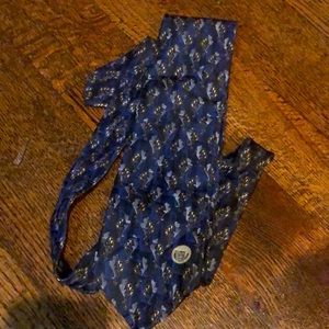 Vintage Gianni Versace Medusa navy and gold silk tie